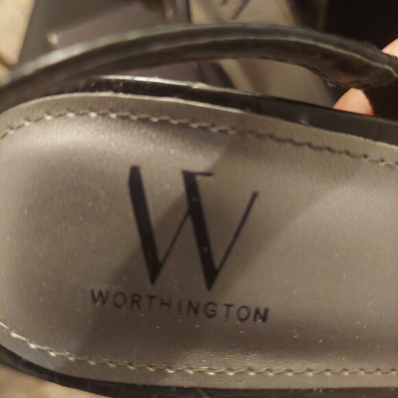 Worthington Black Crocodile Open Toe Sling Back Sandals - Picture 2 of 5